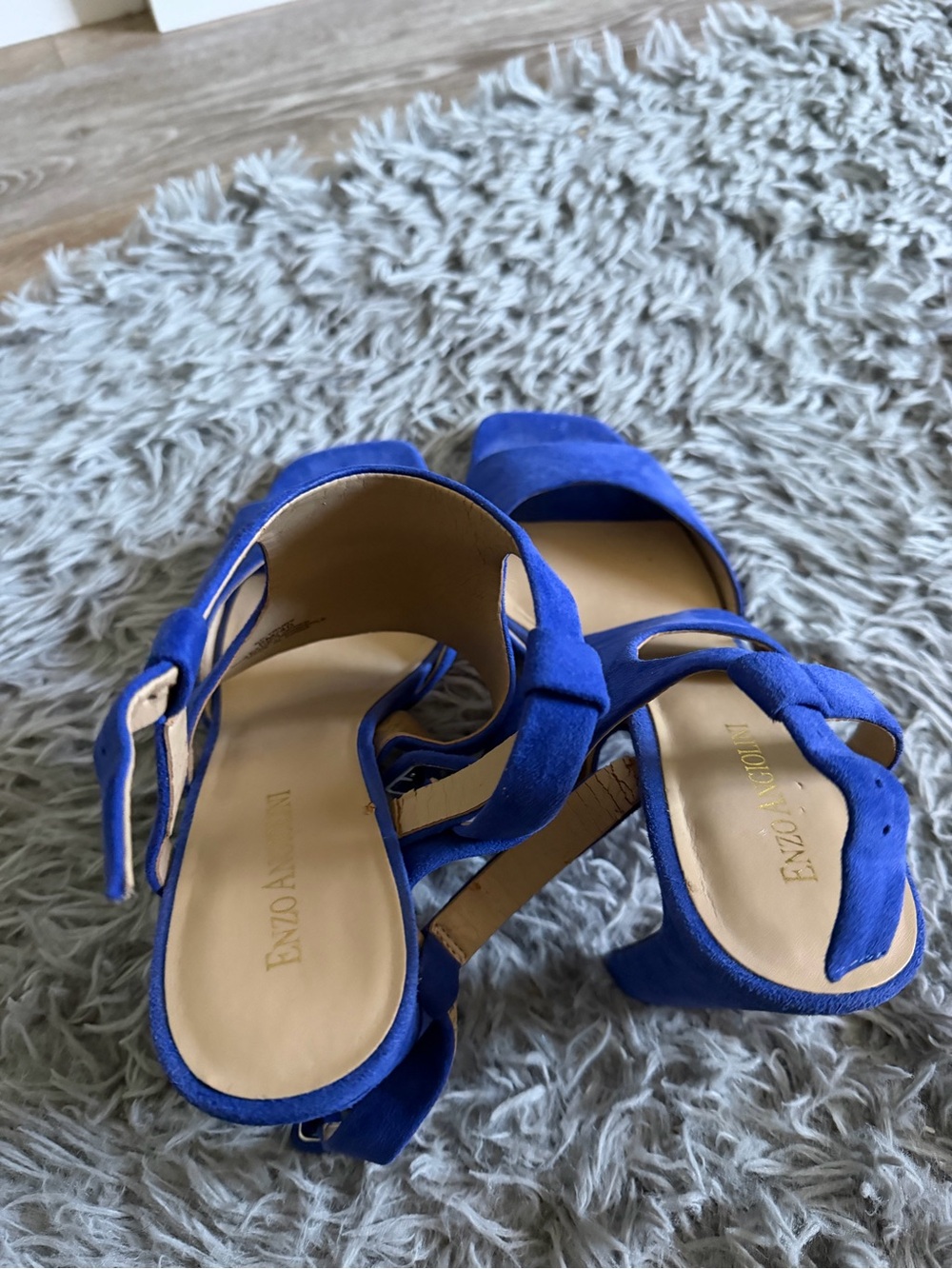 Enzo Angiolini Cobalt Blue Suede Block Heel Sandals